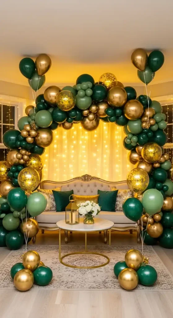 gold-and-green-balloon-decor