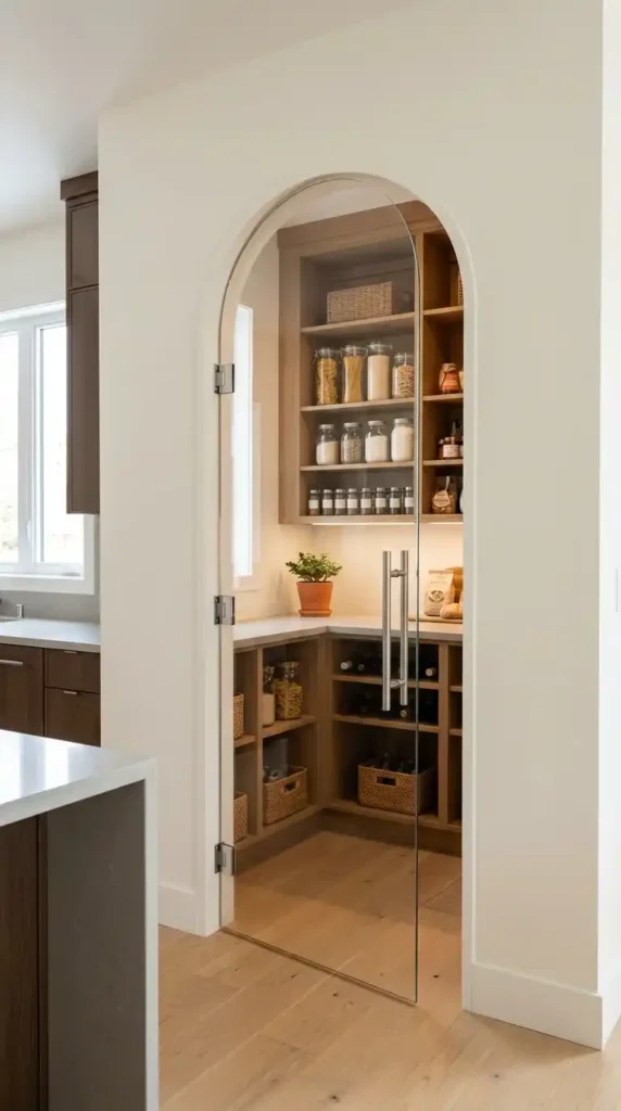 frameless-modern-arched-glass-pantry-door