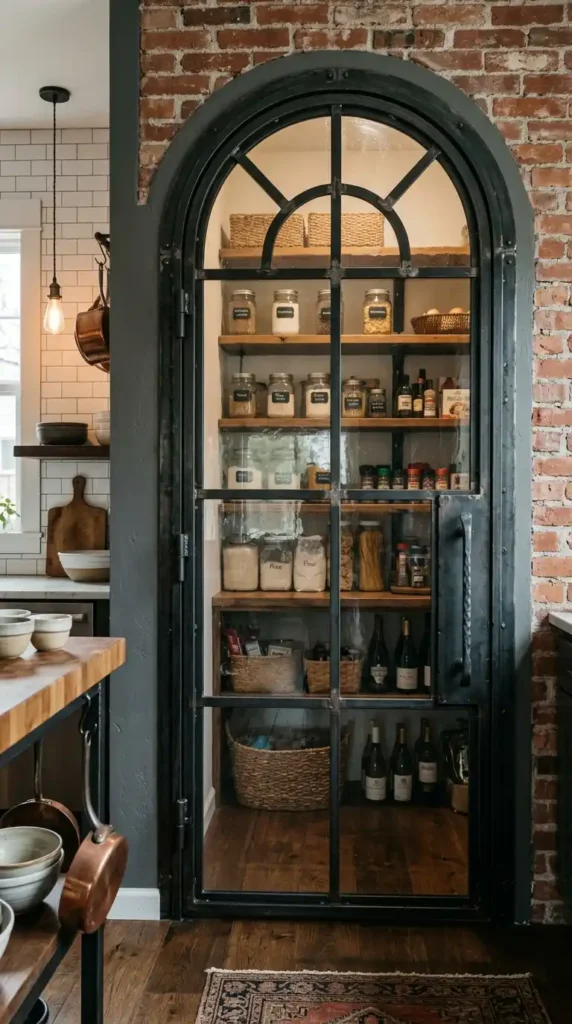 industrial-style-arched-pantry-door