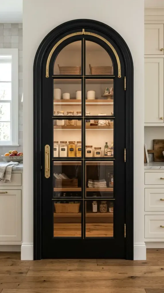 matte-black-arched-door-with-brass-details