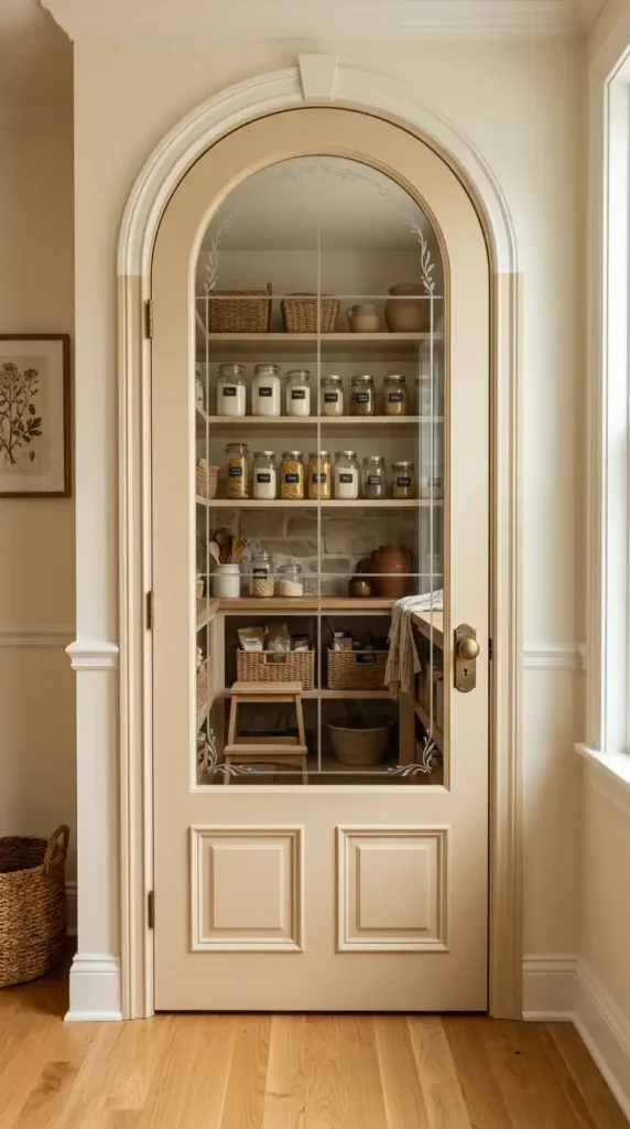 soft-beige-arched-glass-pantry-door