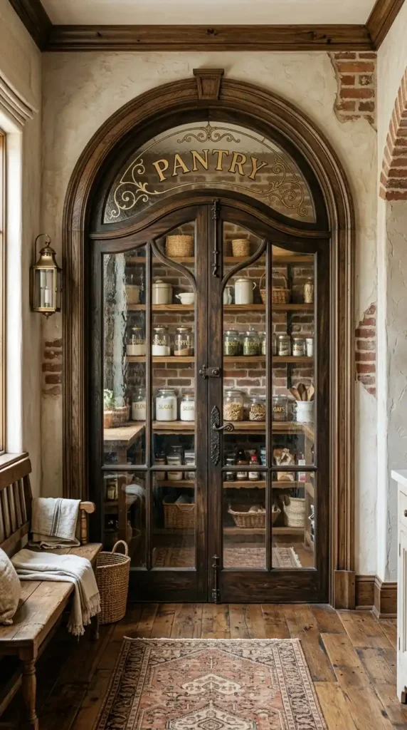 vintage-inspired-arched-glass-pantry-entrance